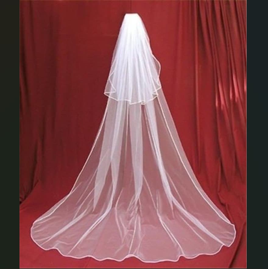 3-meter long train veil with double-layered, comb-shaped embroidery and light mesh trim; bridal veil; wedding dress accessories.