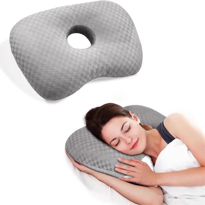 Ear Hole Pillow for Ear Protection, Hollow Side-sleeping Beauty Pillow, Piercing and Stud Savior, Ear Relief Pillow