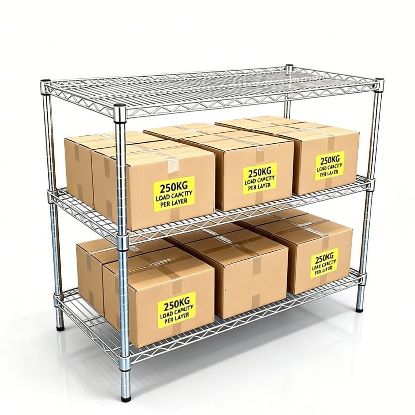 Wheeled Shelf Chrome Wire Shelf Stainless Steel Storage Shelf Anti-Static Workshop Shelf Warehouse Shelf Material Rack
