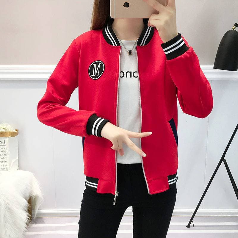 Women's spring and autumn new Korean style baseball jacket, loose fit, plus size.