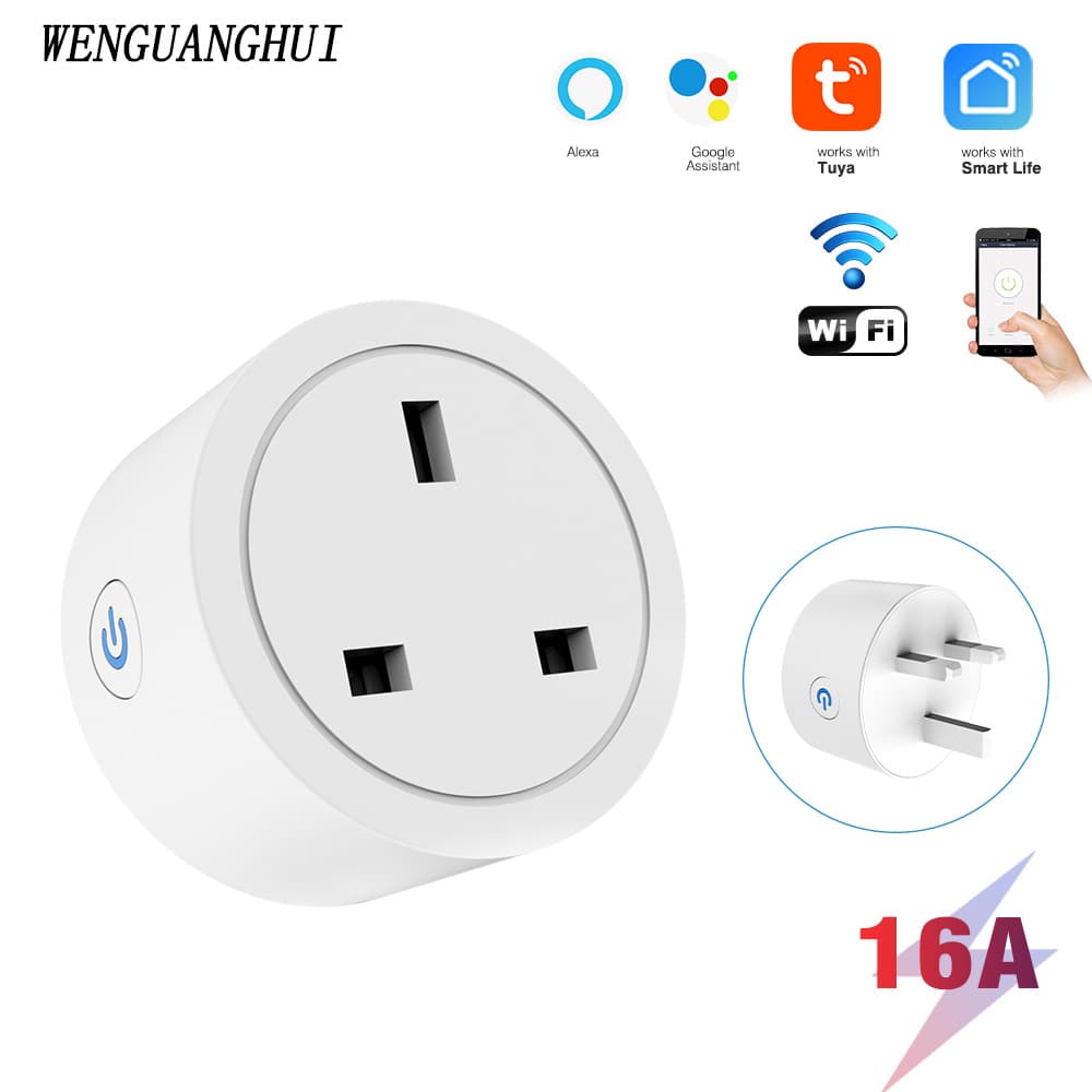 Smart Socket with Power Metering AI Voice Remote Control Mobile Phone Control UK Standard Plug and Play 16A Graffiti WiFi Socket