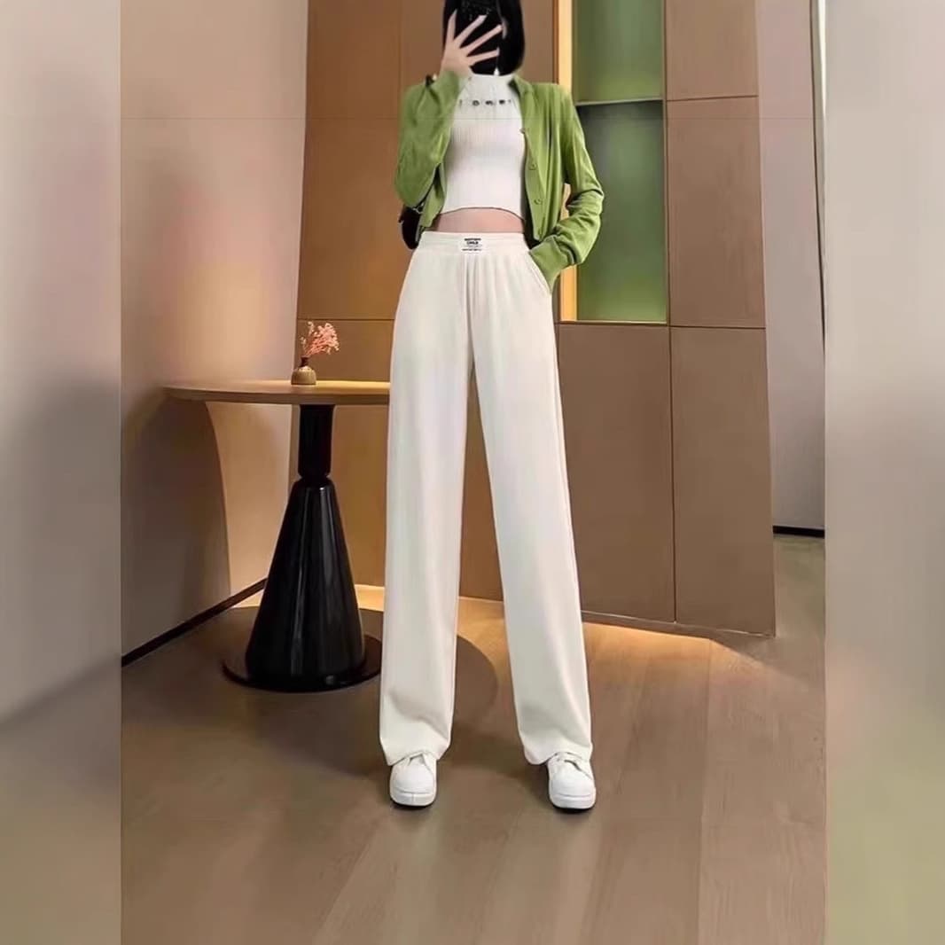 Mid-waist drape straight summer high-quality ice silk wide-leg pants thin women's pants loose slimming cool casual pants
