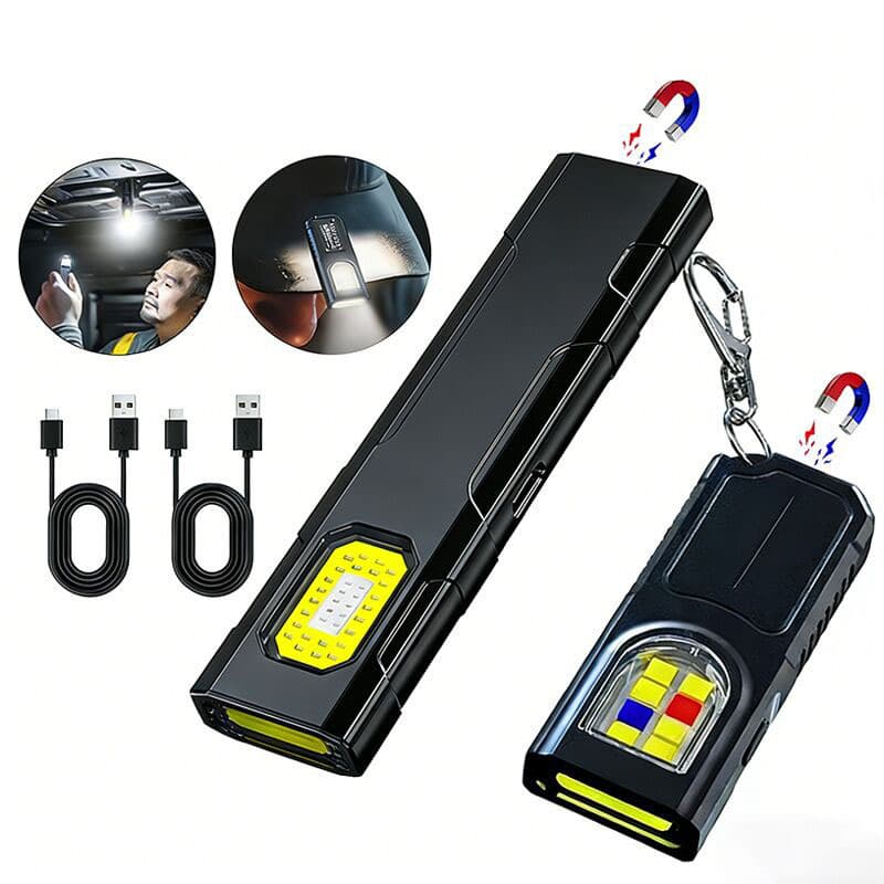 Mini flashlight portable strong light super bright student dormitory outdoor rechargeable auto repair work magnetic light key light