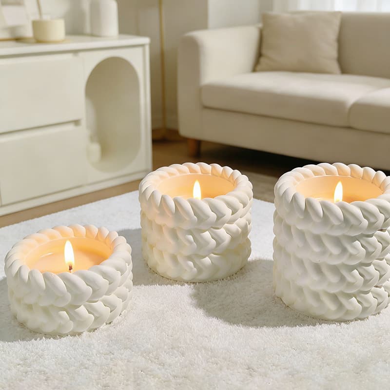 Ins Cream Style Hemp Rope Candle, Home Scented Candle, Aromatherapy Gift, Geometric Shape Candle Decoration, Cross-border