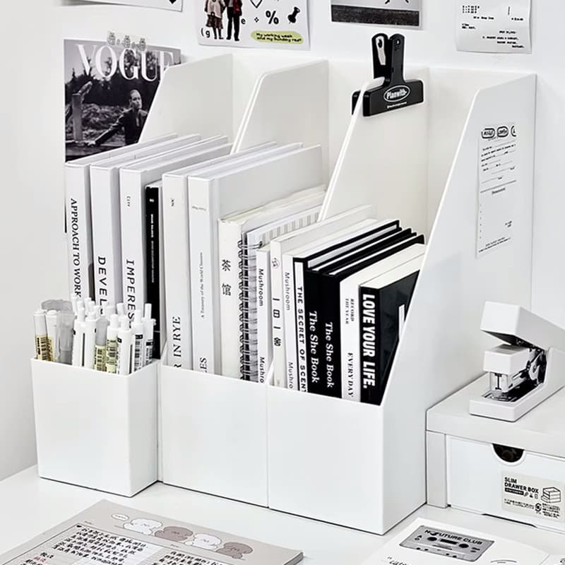 Bookend file rack desktop bookend rack office storage rack ins mobile desk bookshelf simple white stationery