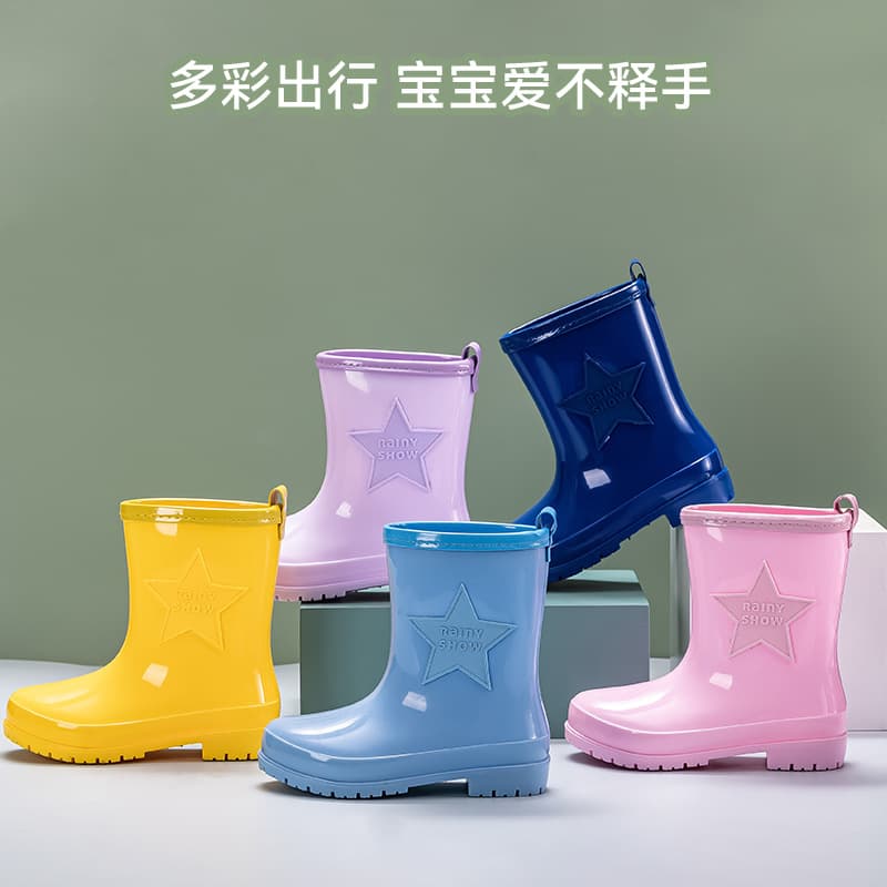 Sizes 27-40 Large Children's Rain Boots, Cross-border Mid-calf Boys' Rain Boots, Lightweight Anti-slip Water Shoes for Girls