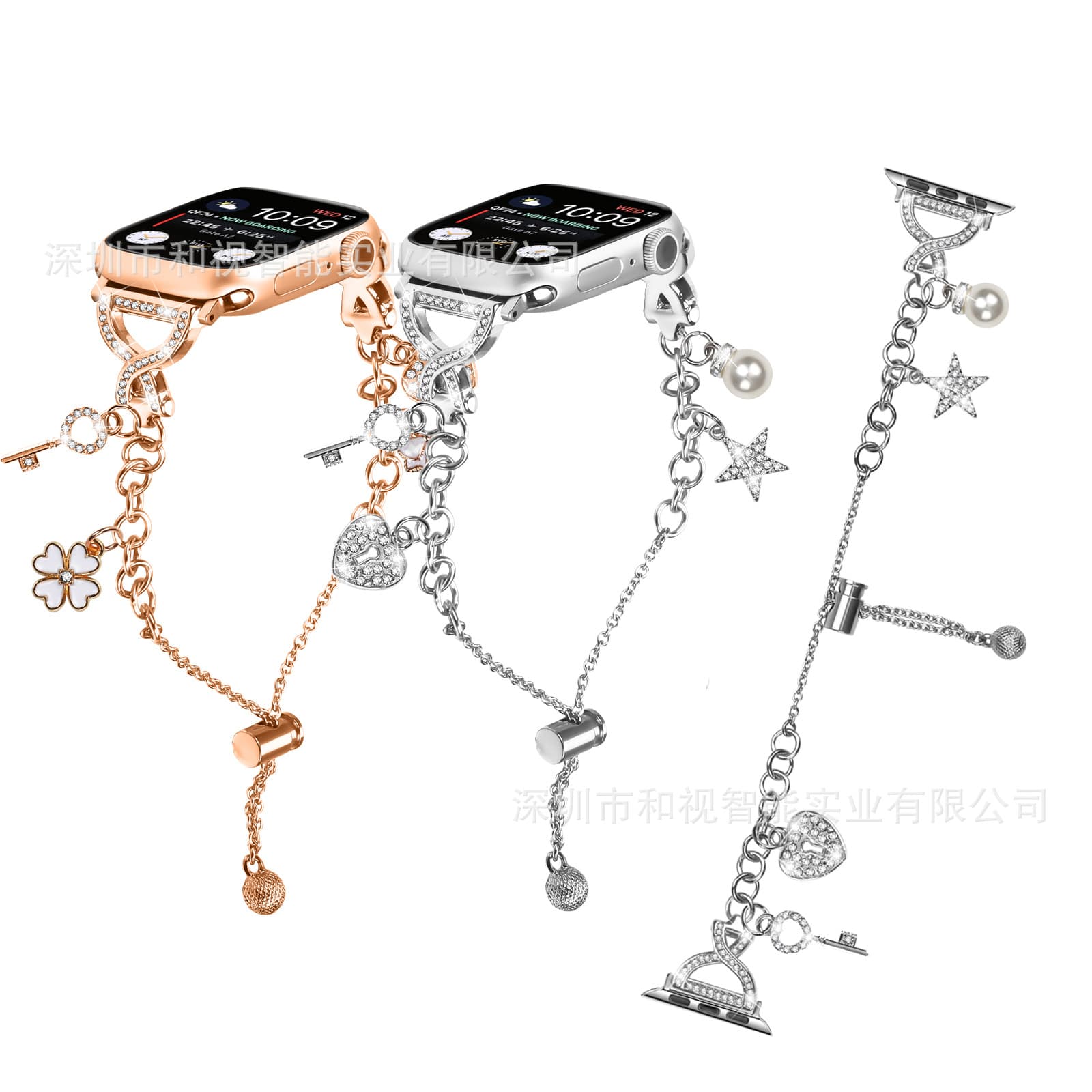 Suitable for Apple Applewatch 10ultra watch strap pendant C metal popular cross-border new model with diamonds