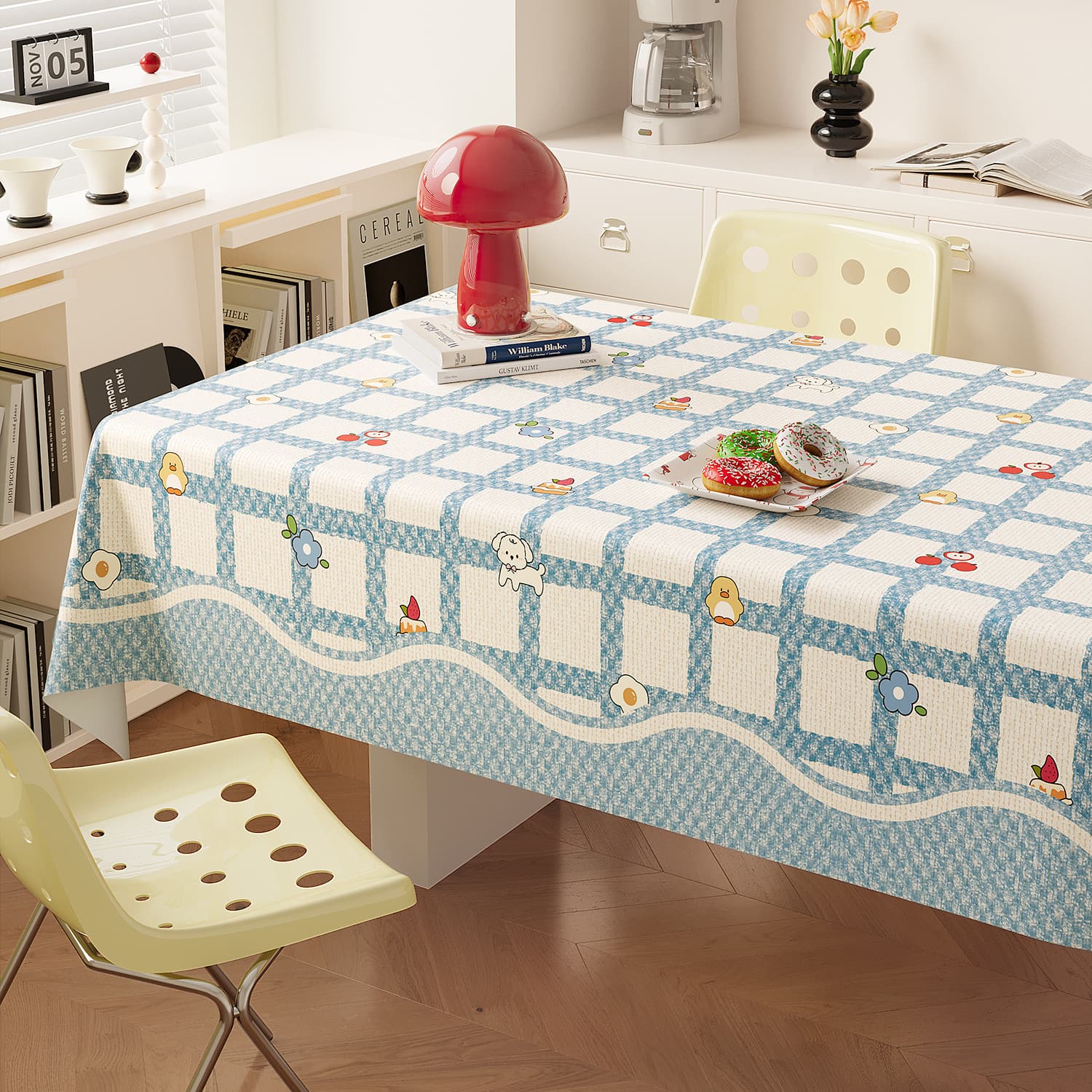 Cartoon ins style tablecloth waterproof and oil-proof 2026 light luxury atmosphere desktop protective pad rectangular coffee table tablecloth