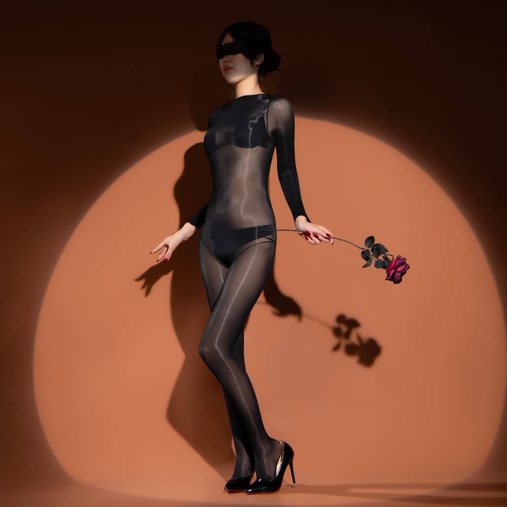 Sexy Lingerie Shiny Patent Bodysuit Stockings Full Body Glossy Horse Oil Open Crotch Ultra-Thin Tight Fit for Women