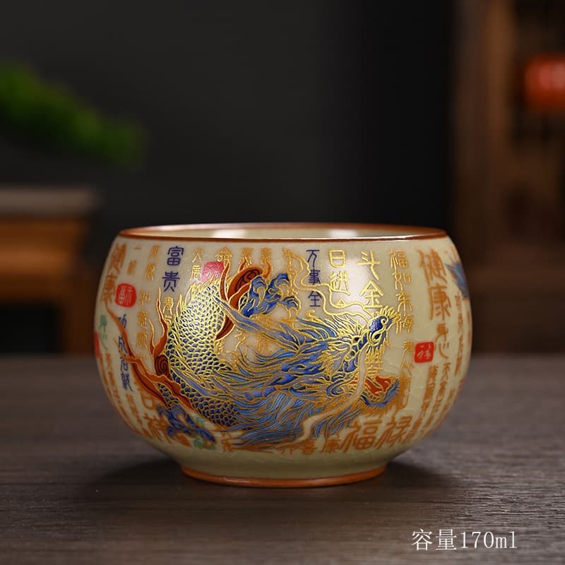 Ru Kiln Tea Cup Enamel Color Tea Tasting Cup Brewing Cup Crackle Glaze Host Cup Guest Cup Personal Cup Ceramic Souvenir Gift