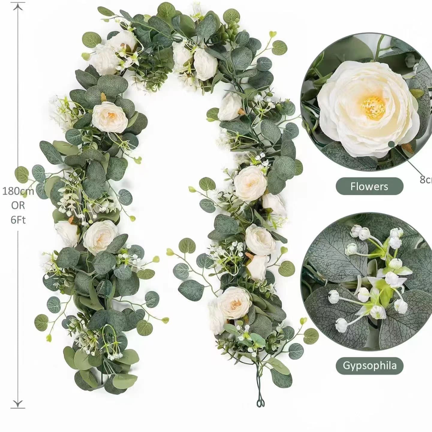 Cross-border Eucalyptus Leaves and Baby's Breath Vine Artificial Greenery for Home Wedding Table Decor