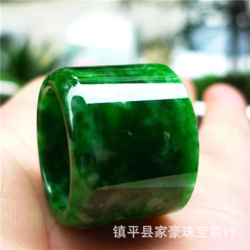 Jade dry green ring ring Tielongsheng emerald full color men and women jade ring ring jade ring