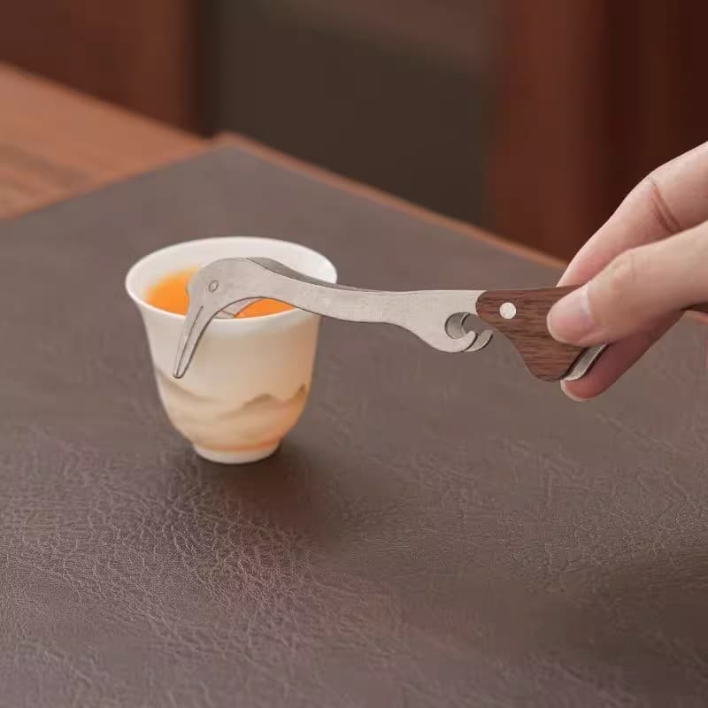 Goose Mouth Tea Tongs, Household Premium Tea Cup Tongs, Tea Brewing and Cup Cleaning Tongs, Integrated Stainless Steel Tea Tongs for Kung Fu Tea