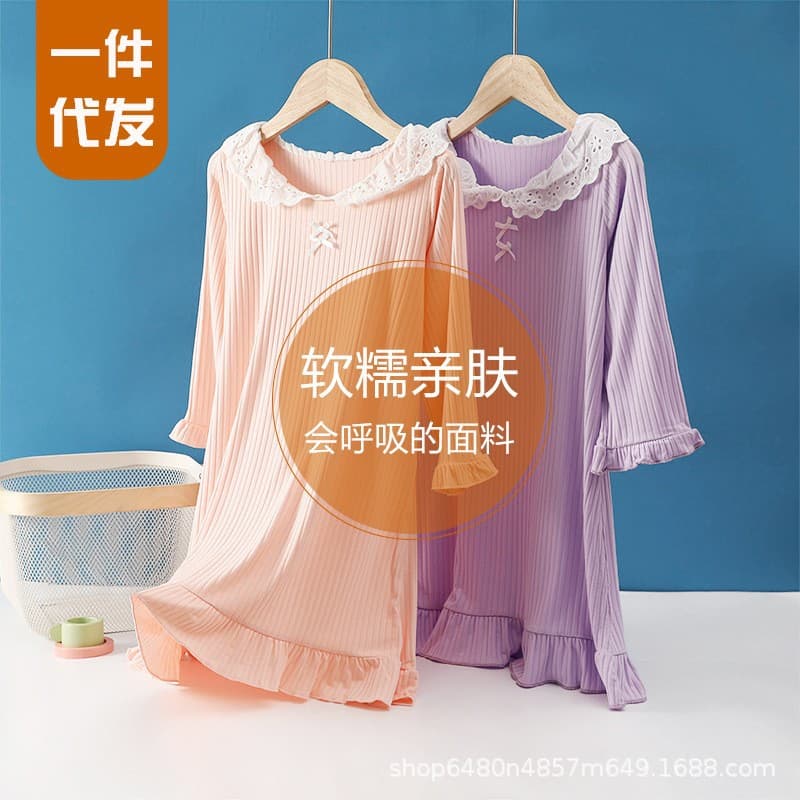 Children's Nightgown Long Sleeve Spring Autumn Winter Dress Winter Baby Homewear Air-conditioning Outfit Manufacturer