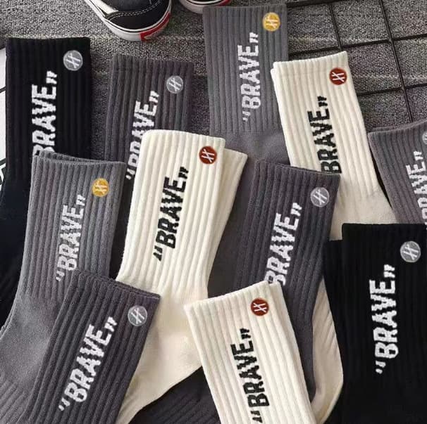 Men's socks autumn/winter thickened warm anti-odor sweat-absorbent breathable mid-calf sports socks trendy couple socks Zhuji socks