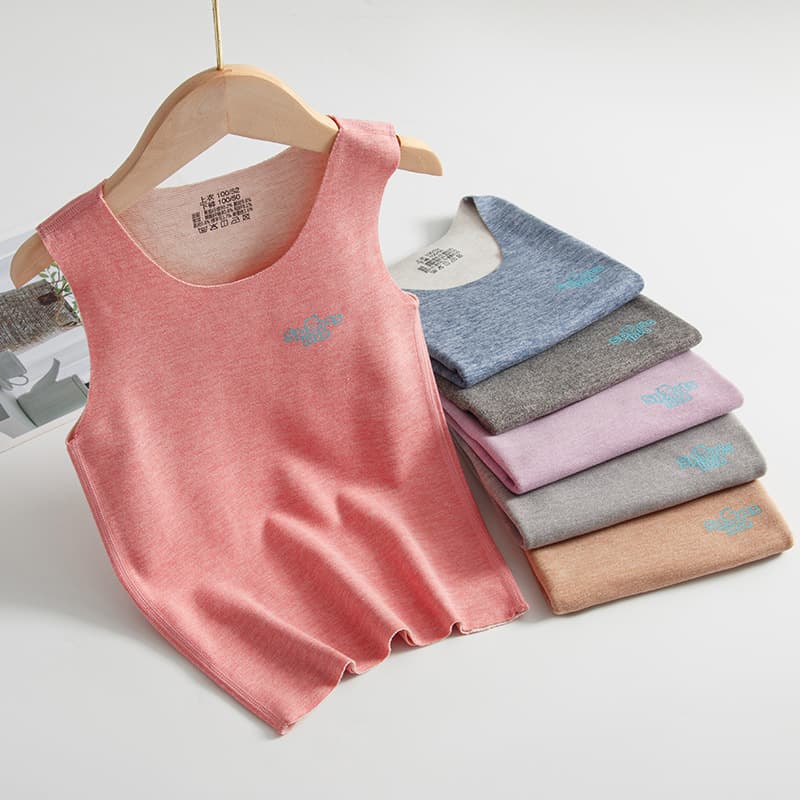 Children's Warm Vest Silk Wool Seamless German Velvet Autumn/Winter Base Layer Boy and Girl 2023 New Style Brushed Fleece Waistcoat