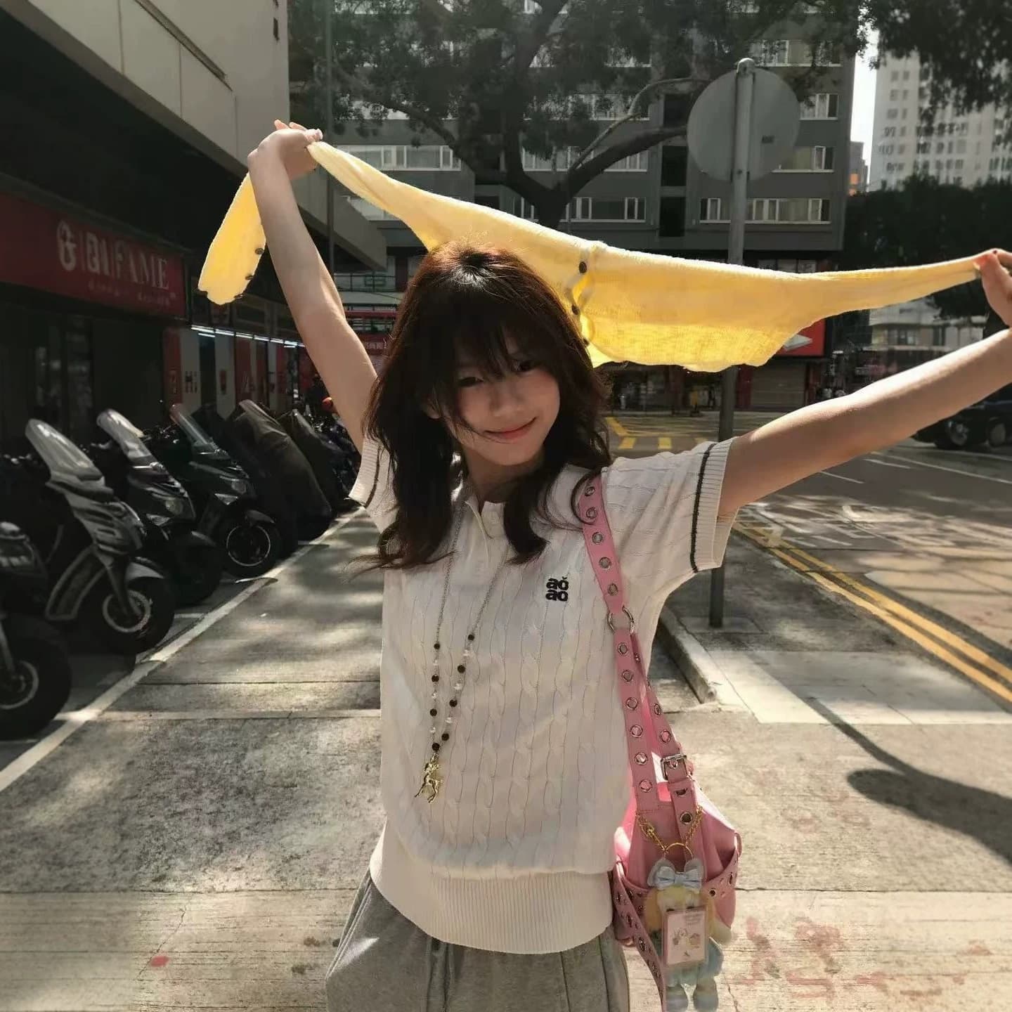 Korean Style Campus Polo Collar Knitted Short Sleeve Women's 2026 Summer New Cable Knit Top Youthful Versatile Slimming