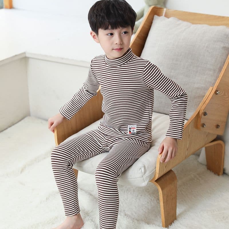 Boys' Autumn and Thermal Underwear Set, Children's Warm Base Layer, Mid-High Neck, Winter for Toddlers and Older Boys