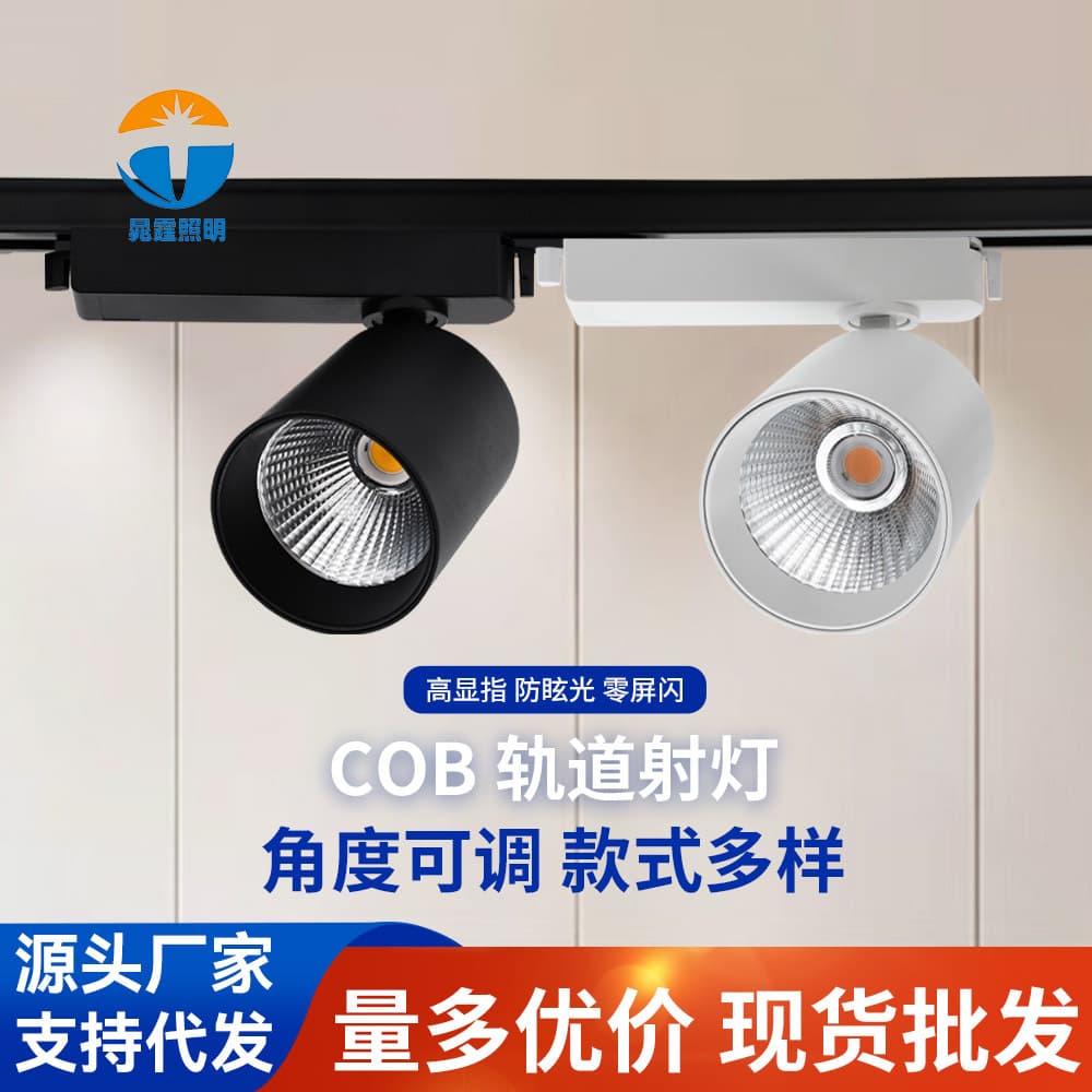 COB Track Light Surface Mounted 12/20/30W Commercial LED Spotlight for Restaurants Wholesale Two-Wire Track Light