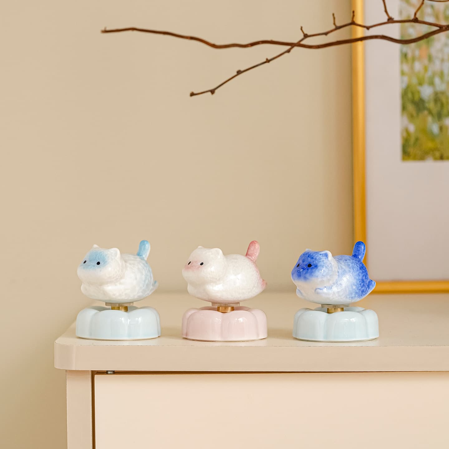 Jingdezhen Crystal Glaze Zhuanzhuanle Maomao Office Station Decorations Cute Cartoon Attractions Stalls