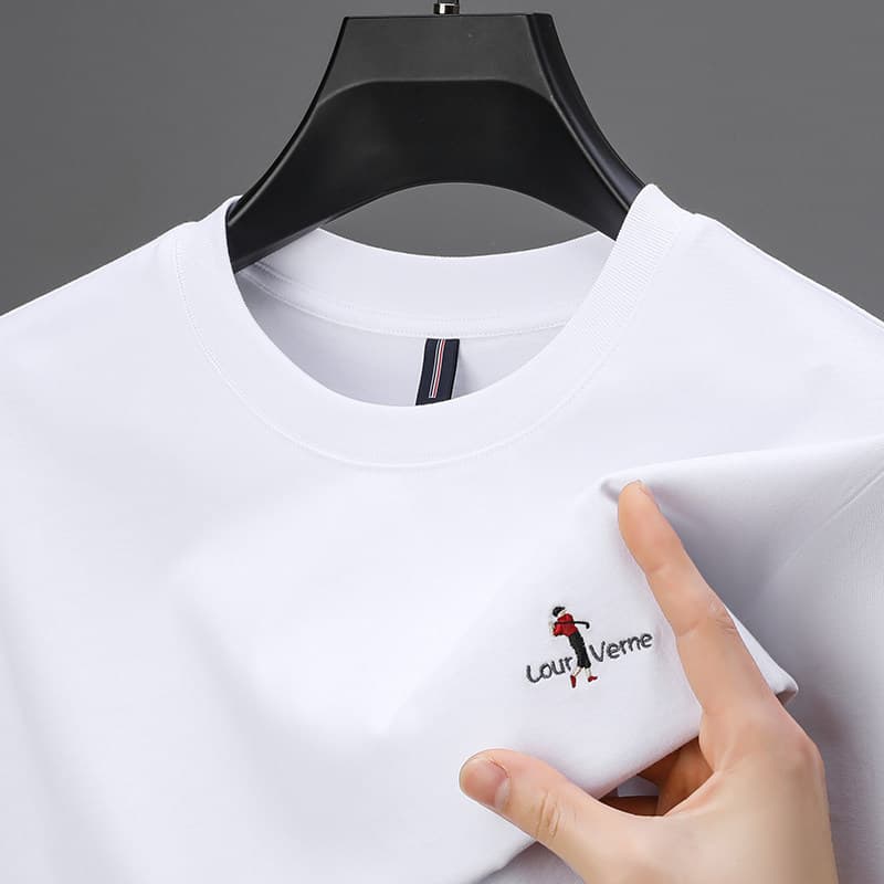 Short-sleeved T-shirt for men 2026 new breathable sweat-absorbent round neck heavyweight pure cotton embroidered T-shirt Paul POLO shirt for men