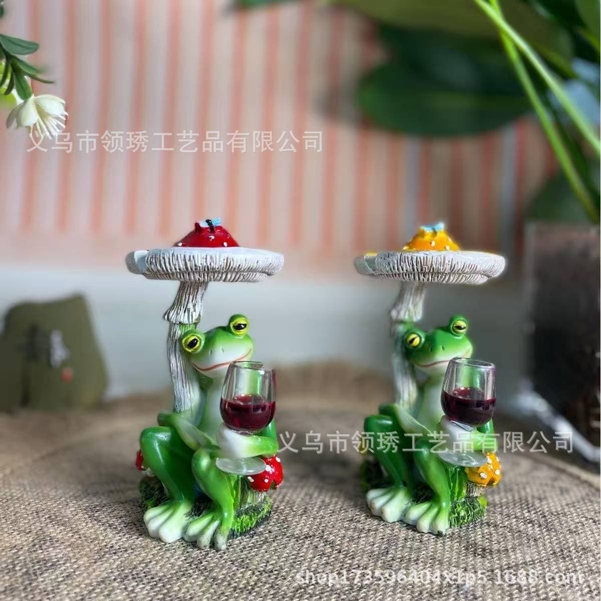 Cross-border Hot Sale - Mushroom Frog Resin Figurine Outdoor Garden Ornament Home Decor Plant