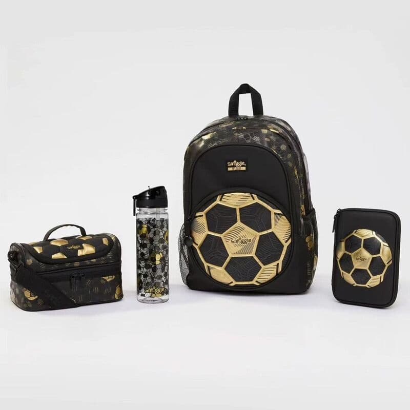 Australian Smiggle School Backpack for Primary School Boys, Football Design, Large Capacity, Lightweight, Weight-Reducing, Double-Shoulder Bag Set