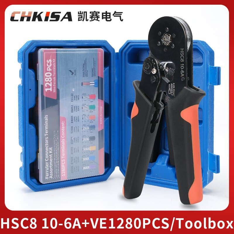 Blue Box Hardware Tool Set Crimping Pliers HSC8 6-4A 10-6A with Tubular Connectors