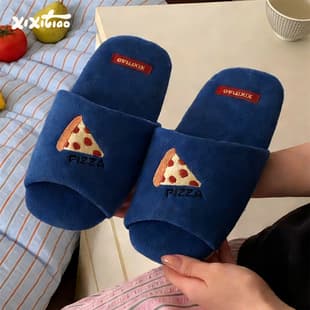 Japanese indoor felt slippers home shoes spring and autumn quiet soft sole fabric cotton slippers men's and women's embroidered slippers customization