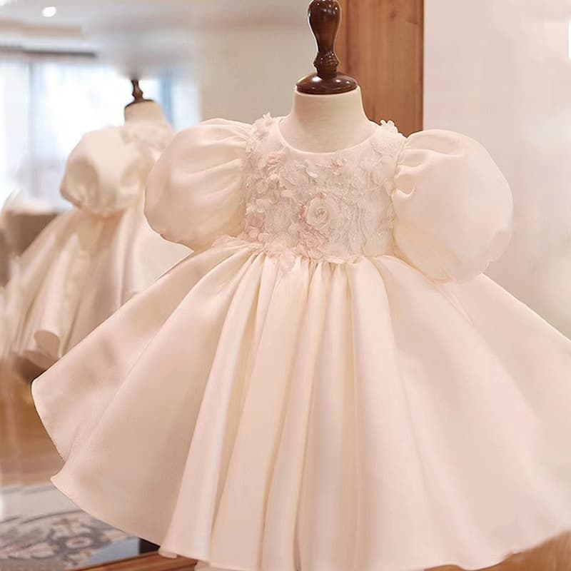 Little Girl Princess Dress Flower Girl Wedding Cute Puff Sleeve 2026 New Piano Performance Children's Gown