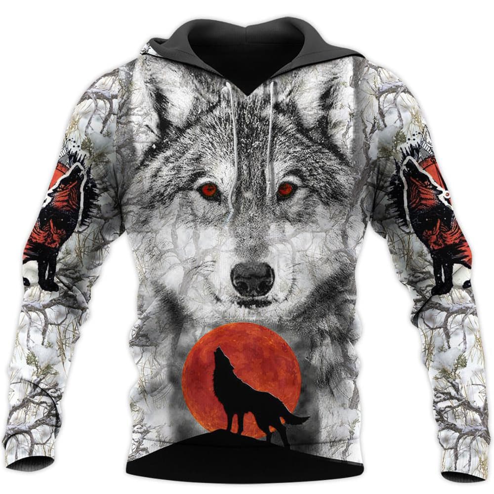 2024 Original Manufacturer European and American Men's Animal Wolf 3D Printed Hoodie 2024 Fall New POD Custom
