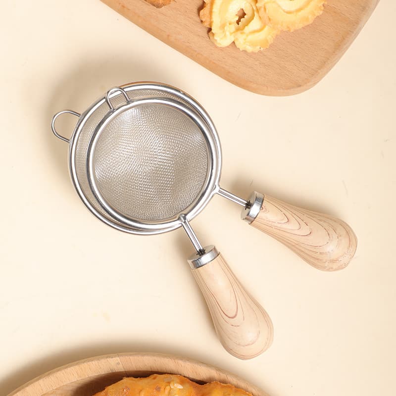 Stainless Steel Baking Set Wooden Handle Cheese Butter Spreader Mud Spoon Egg Separator Flour Sifter Cake Tools