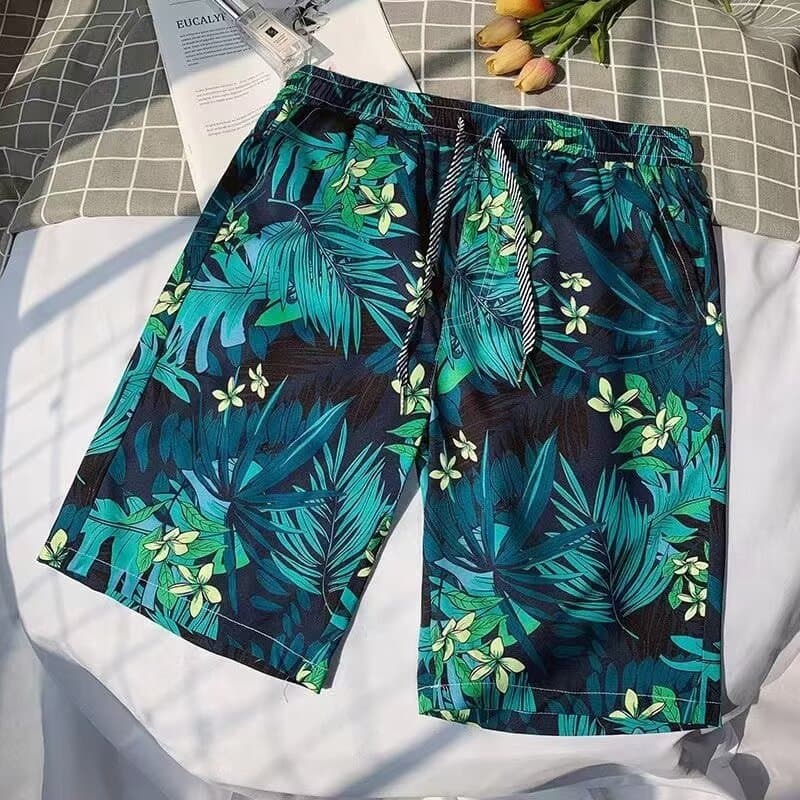 Men's Summer Quick-Dry Beach Shorts, Seaside Vacation Loose Board Shorts, Casual Floral Shorts, Ice Silk Trendy Five-Point Pants