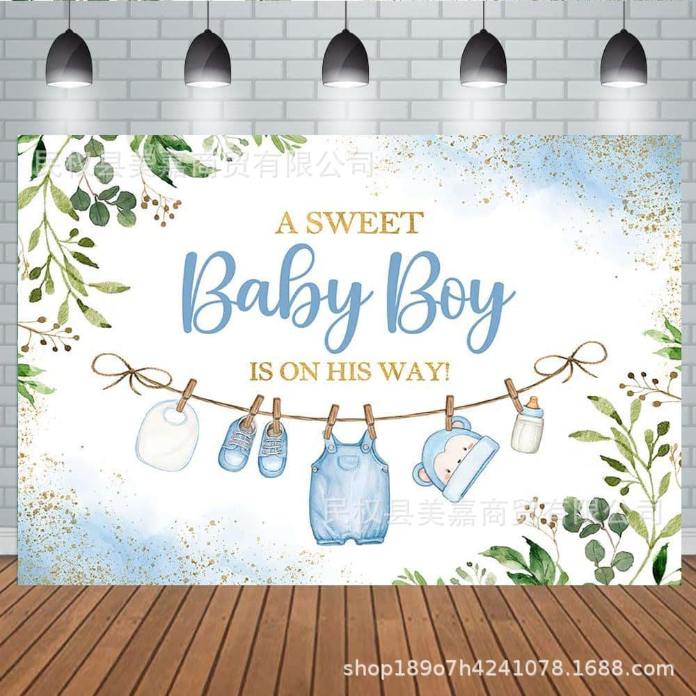 Cross-border Foreign Trade Blue Baby Cute Clothes Backdrop Photography Newborn Shower Party Decoration Scene Props