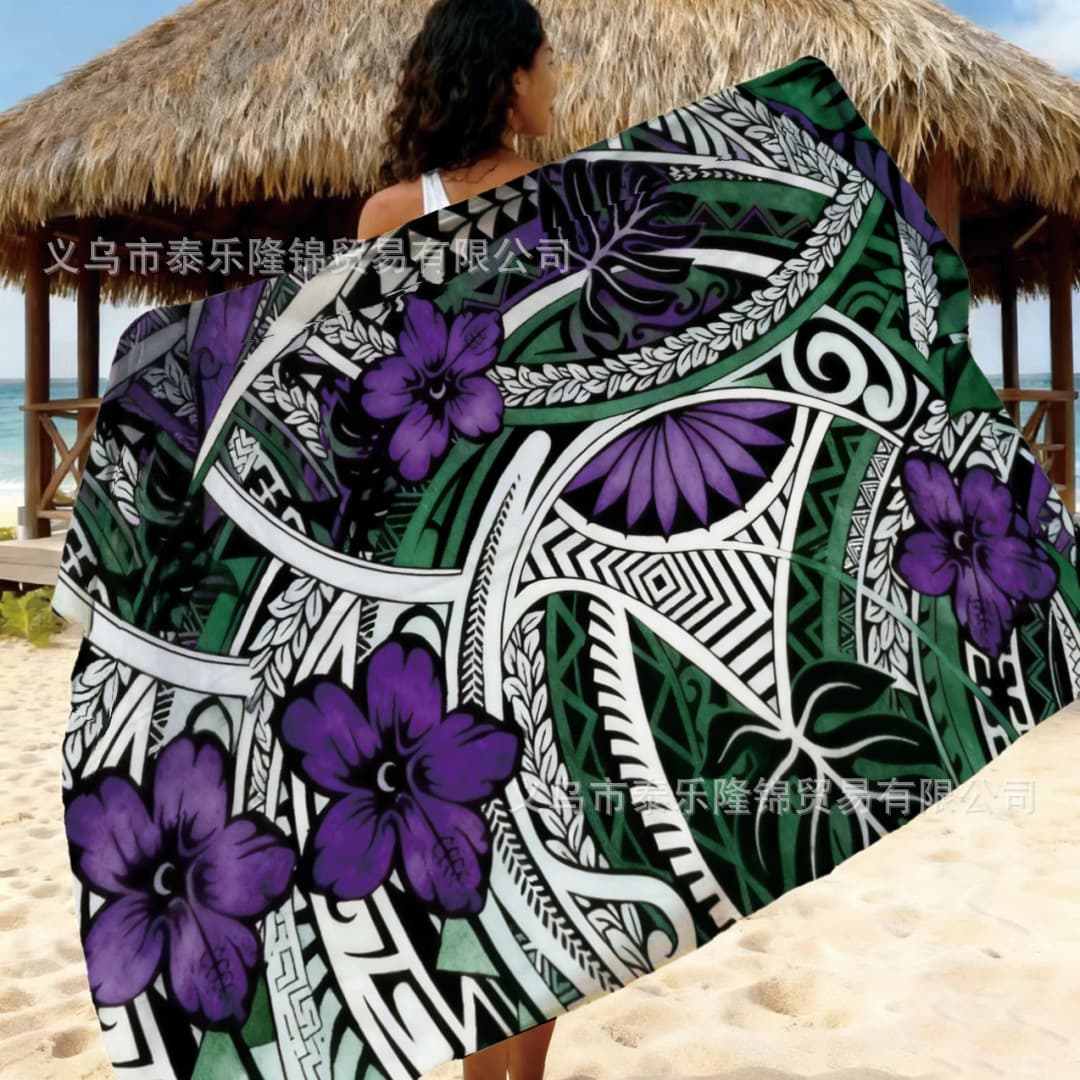 New independent Amazon cross-border hand-painted printed beach wrap dress, New Zealand Pareo beach cover-up
