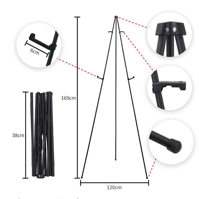 Amazon cross-border portable display stand iron easel tripod folding telescopic poster stand metal easel
