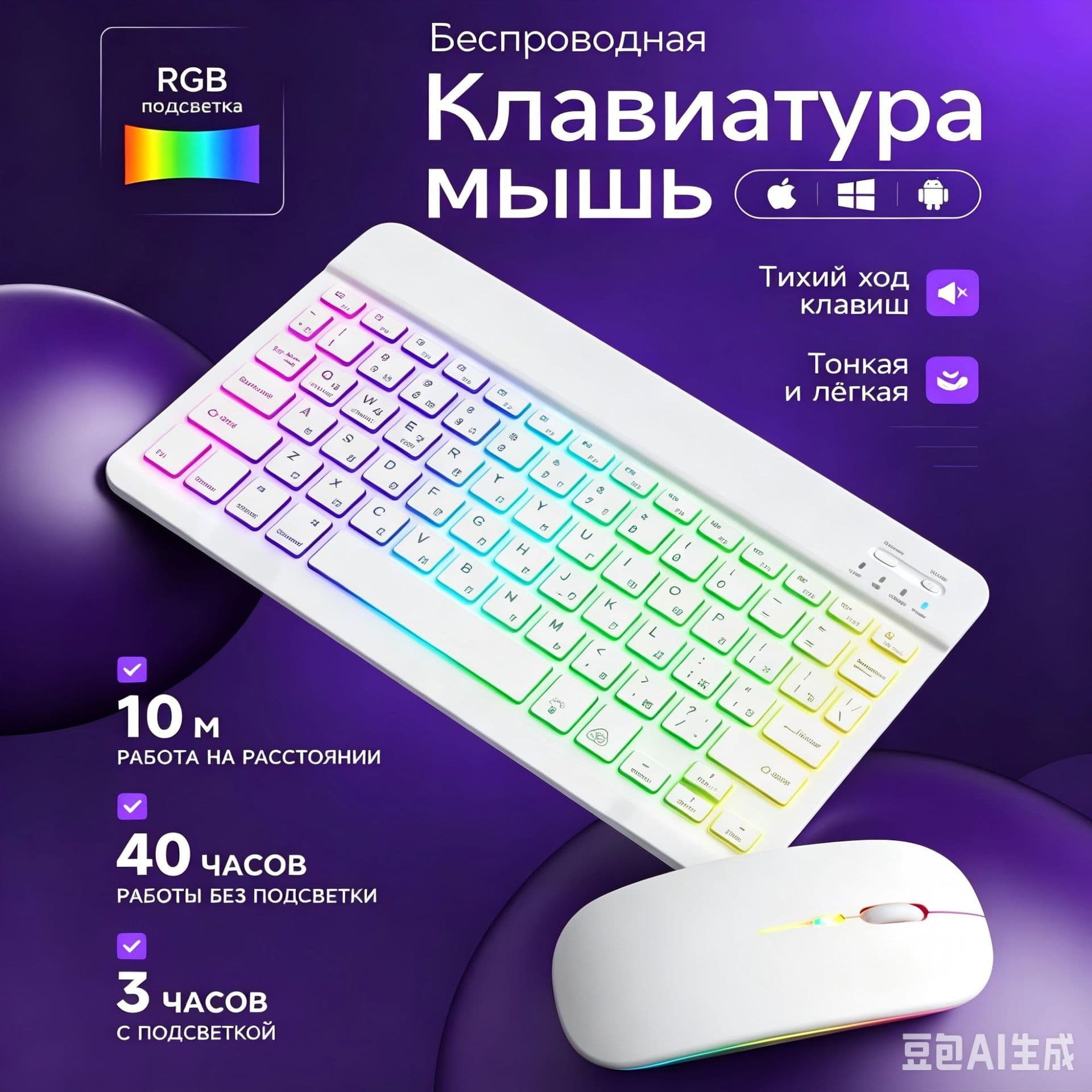 Russian Backlit Bluetooth Keyboard for iPad Phone Tablet Colorful Glowing Keyboard Mouse Spanish Arabic