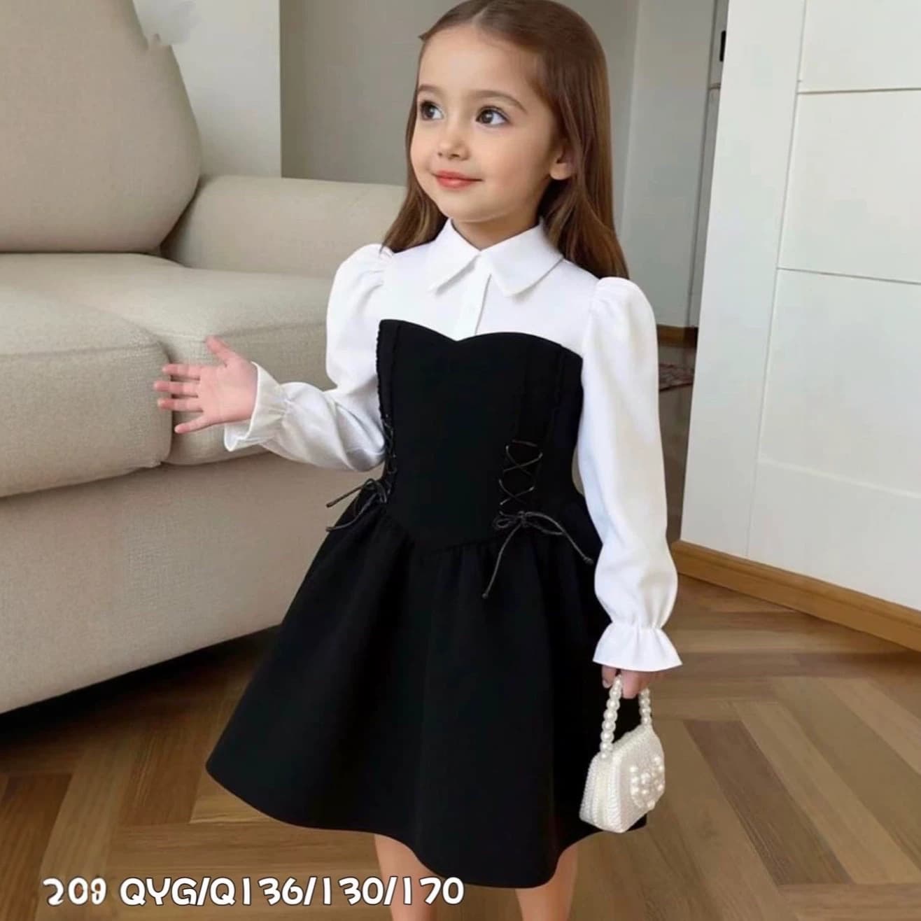 Girls Summer Elegant Shirt Dress Fitted Ball Gown with Collar for Older Kids Huzhou Zhili Children's Clothing Cross-border