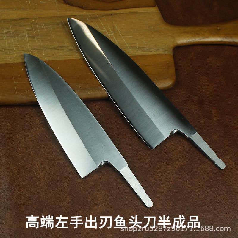 Fish head knife, left-handed, single-edged Japanese-style forged 5CrMoV steel small kitchen knife, bone-chopping blade.