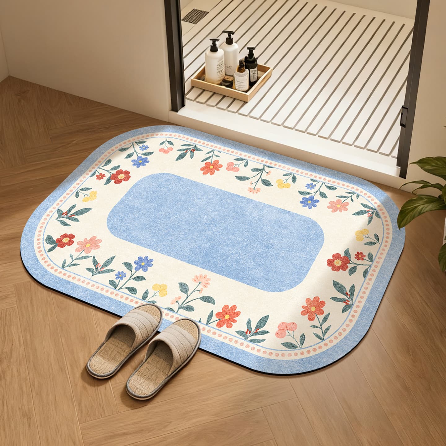 Diatom Mud Bath Mat, Fresh and Absorbent Bathroom Mat, Easy to Clean Non-Slip Doormat for Home Bathroom Entrance