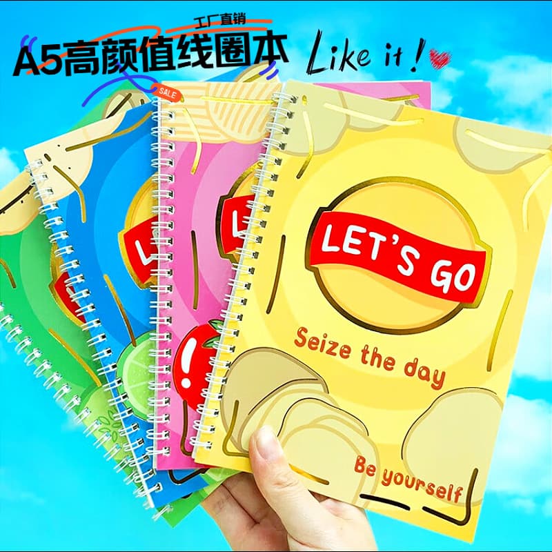Funny notebook A5 coil student diary creative potato chip notebook thickened horizontal line notebook gift