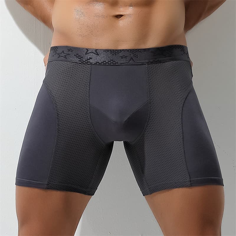 Men's Extended Length Breathable Antibacterial Boxer Shorts Flat Angle Briefs Comfortable Underwear for Young Adults
