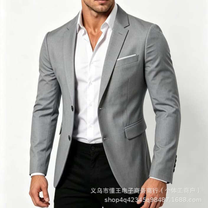 New men's business slim two-button suit Korean style slim business groomsman casual suit European and American high-end dress