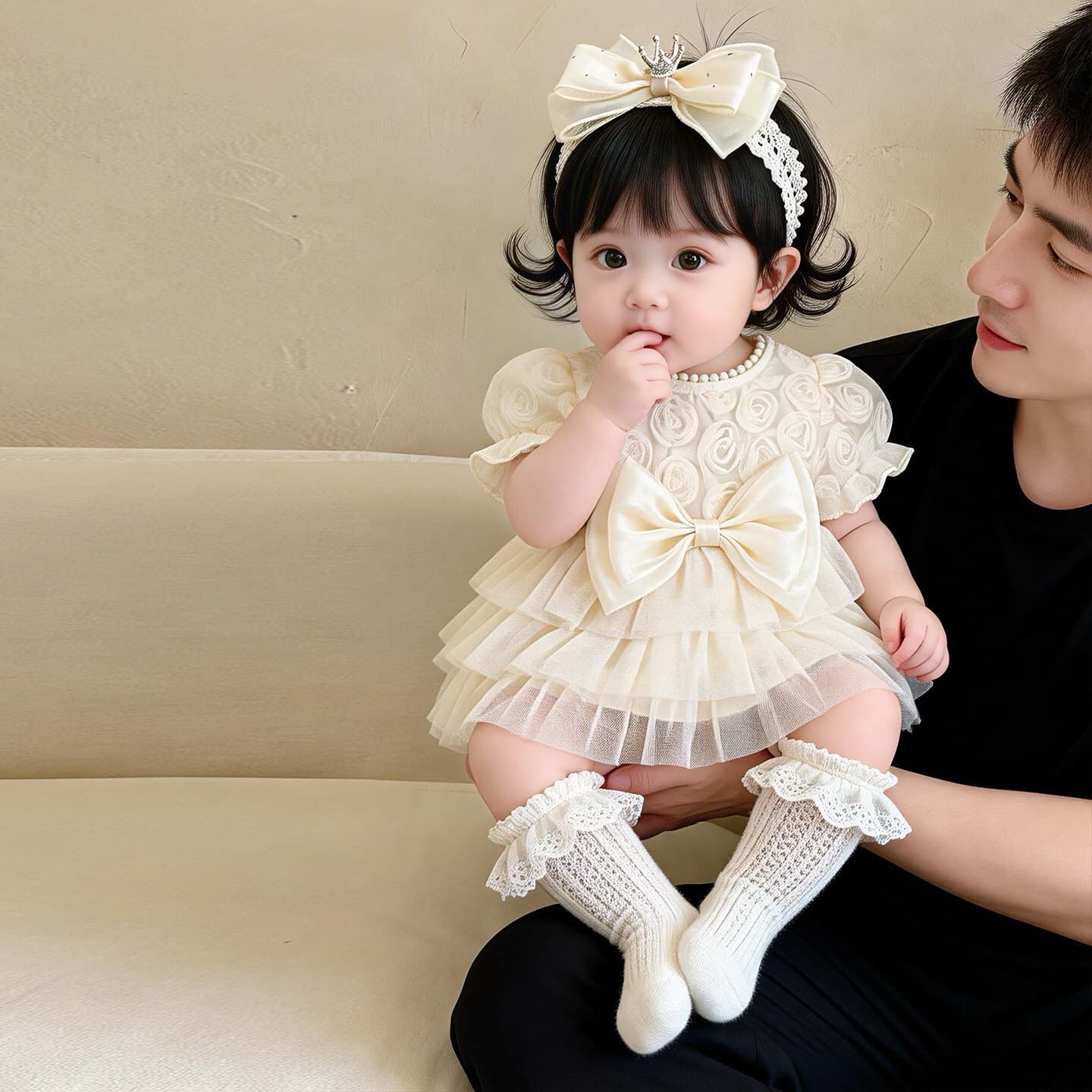 Baby Summer Dress Princess Gown Newborn Girl Full Moon 100-Day Banquet First Birthday Party Dress