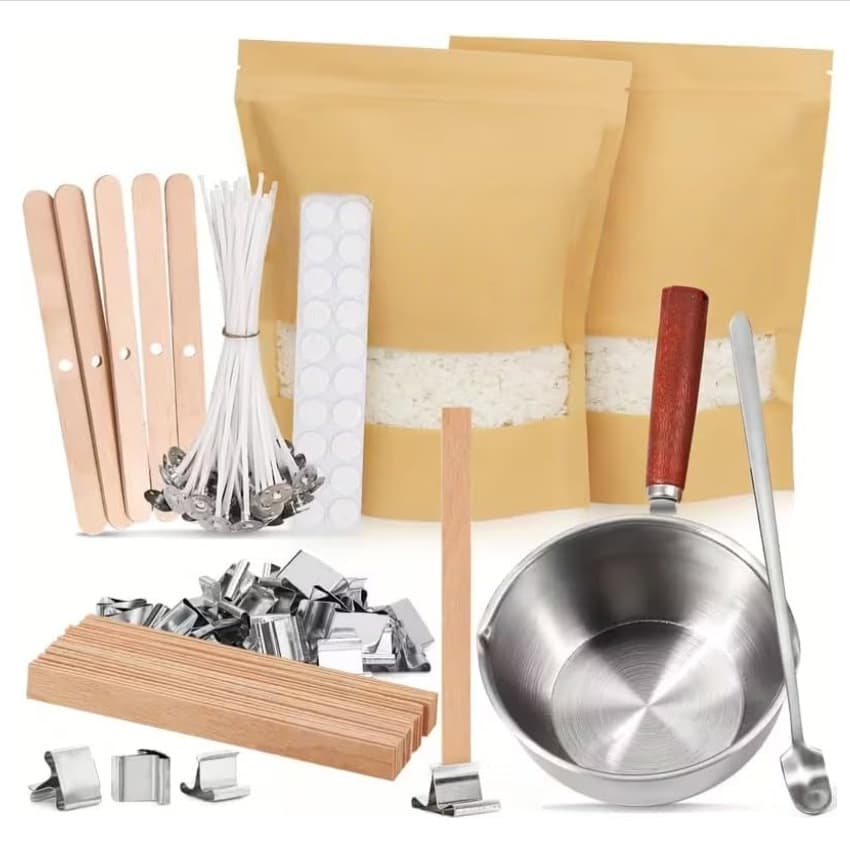 Candle Making Kit Includes Wick Melting Furnace, Wax, Wick Stickers, Wick Placement Tube Tools, and DIY Container