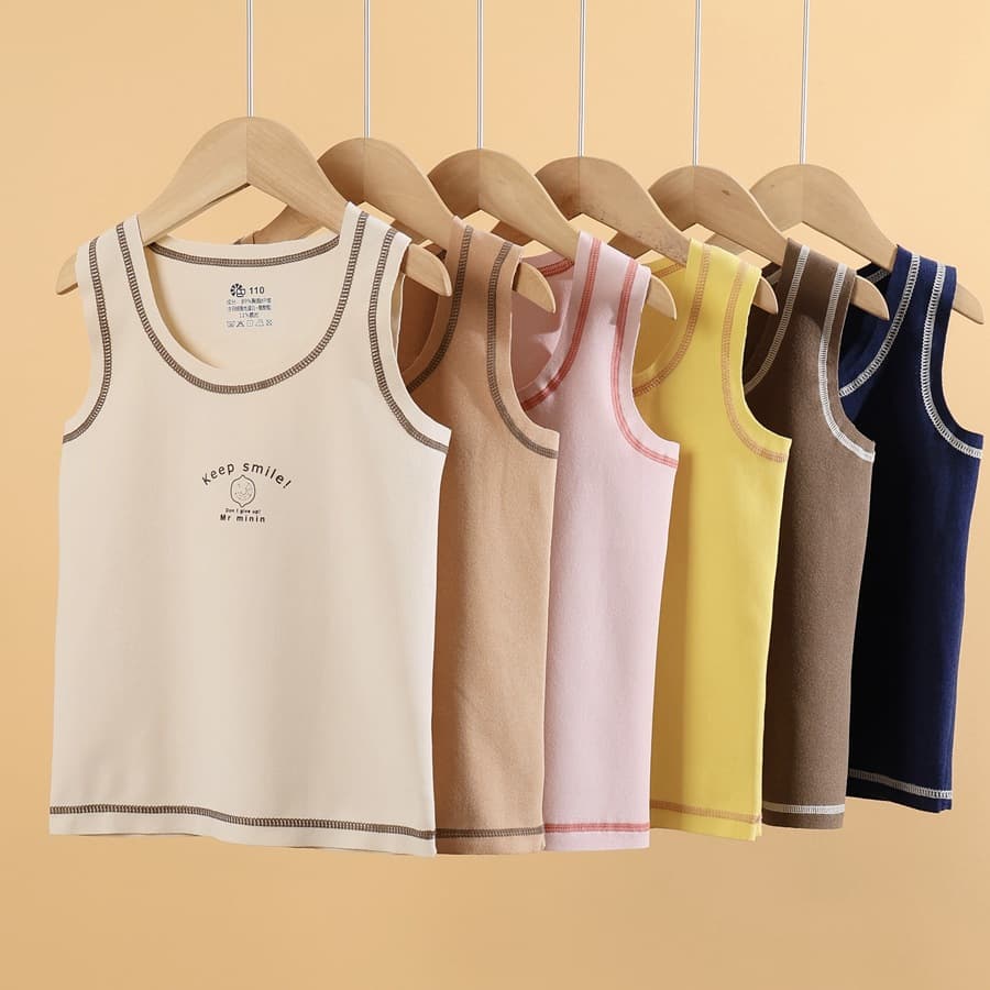 Children's Autumn/Winter Warm Undershirt Seamless Unisex Small Baby Double-sided Brushed Inner Layer Small Waistcoat