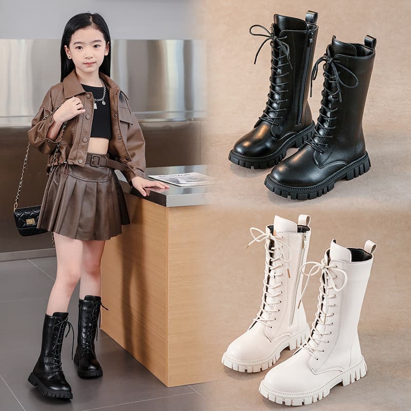 Children's High-Top Martin Boots Spring Autumn 2025 New Style Princess Leather Boots Girls UK Style Boots Summer Winter Season