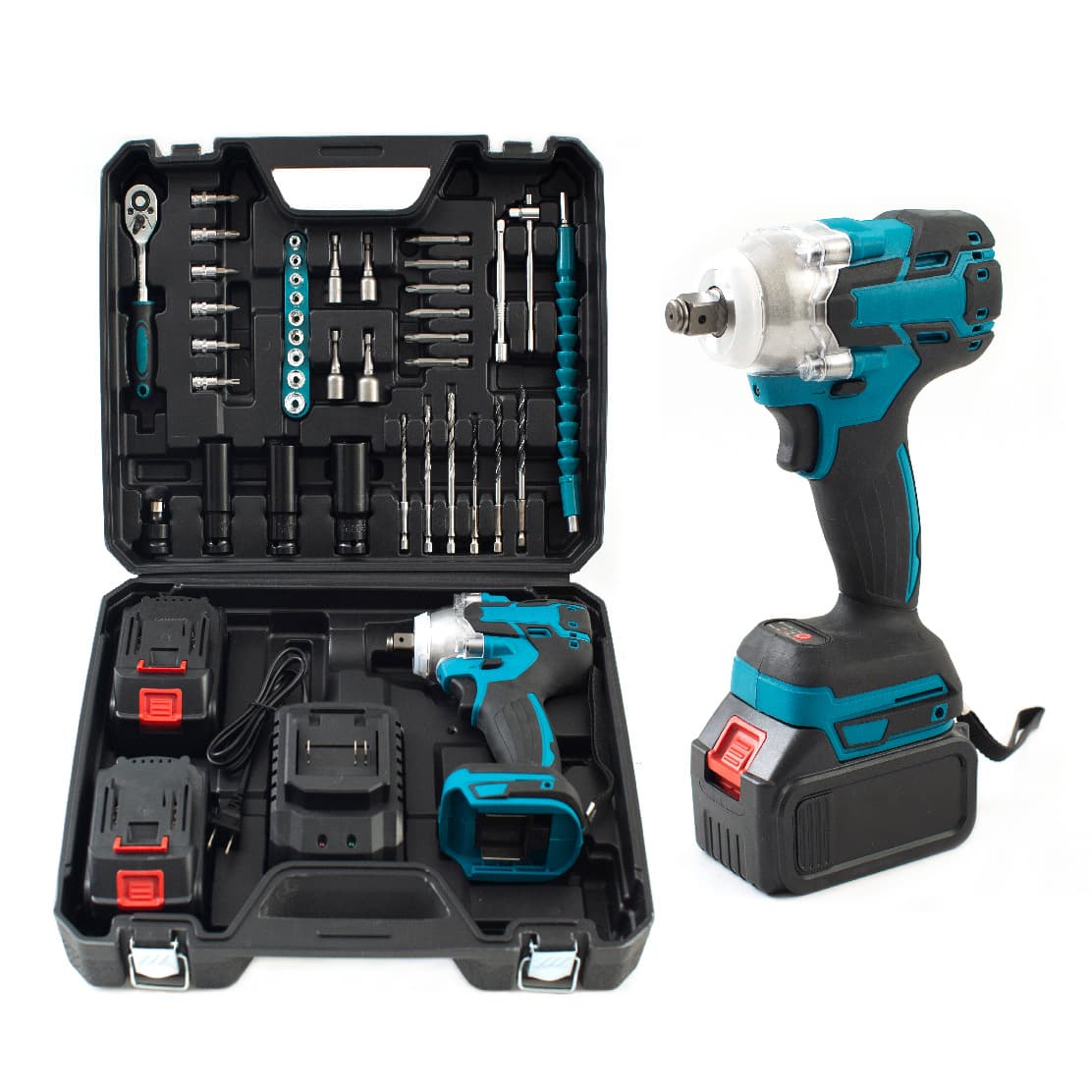Factory Custom Blue Brushless Electric Charging Wrench, Multi-Purpose Woodworking Scaffolding Electric Air Gun Socket Tool