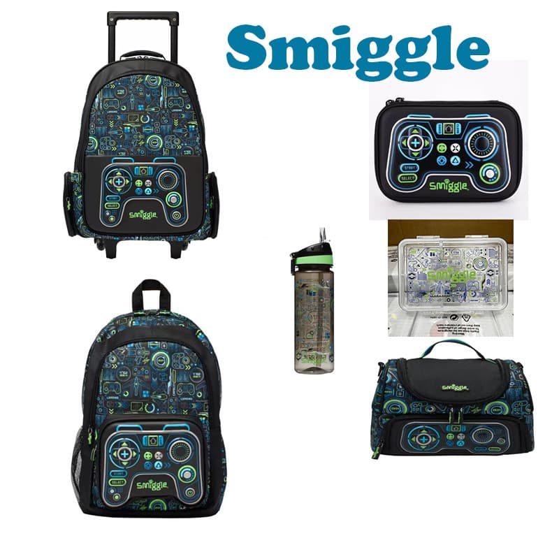 Australian Hot-Selling Smiggle Rolling Backpack for Primary and Middle School Students, Large-Capacity Computer Backpack, Kids Lunch Bag, Pencil Case