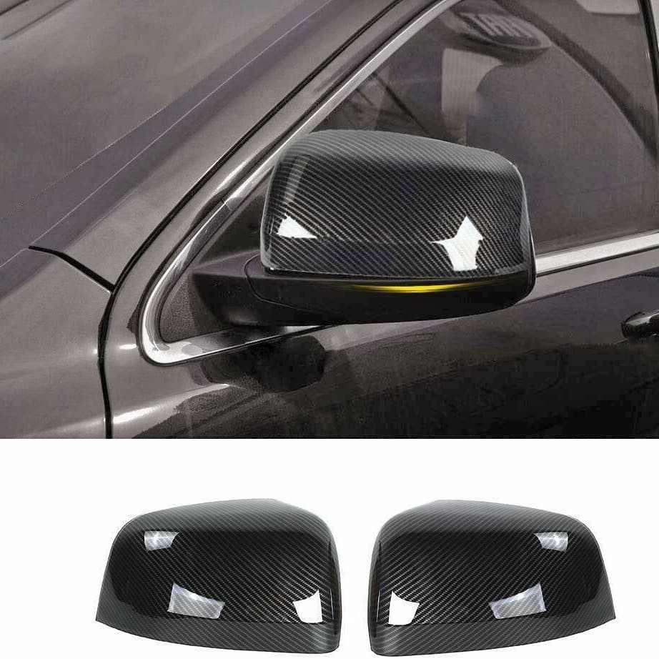 Fit for Jeep Grand Cherokee Dodge Rearview Mirror Shell Glossy Black Carbon Pattern Cover